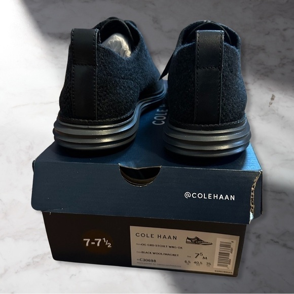 Cole Hahn Zero Grand Stitchlite Wingtip Oxford In Black Magnet Size 7.5 Men’s - Picture 2 of 5